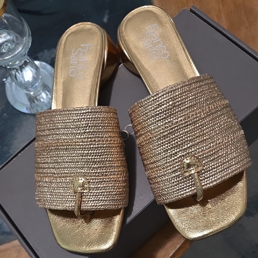 Franco Sarto Metallic Gold Slide Sandals